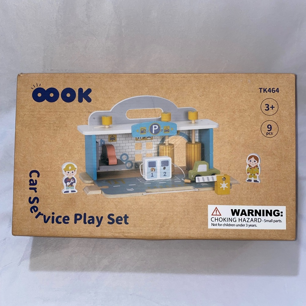 New, Wooden Car Service Play Set